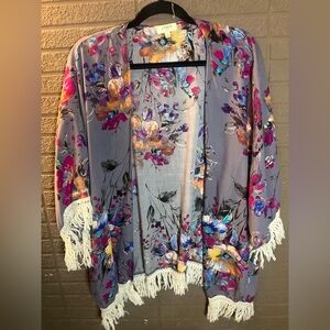 Umgee Multicolor Floral Fringe Kimono